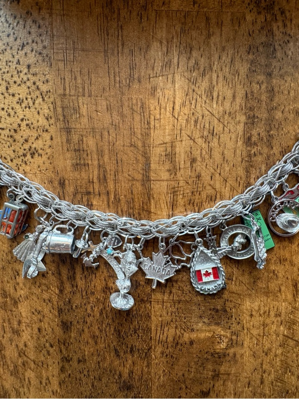 Vintage Sterling Silver Charm Bracelet with 23 Sterling Silver Charms